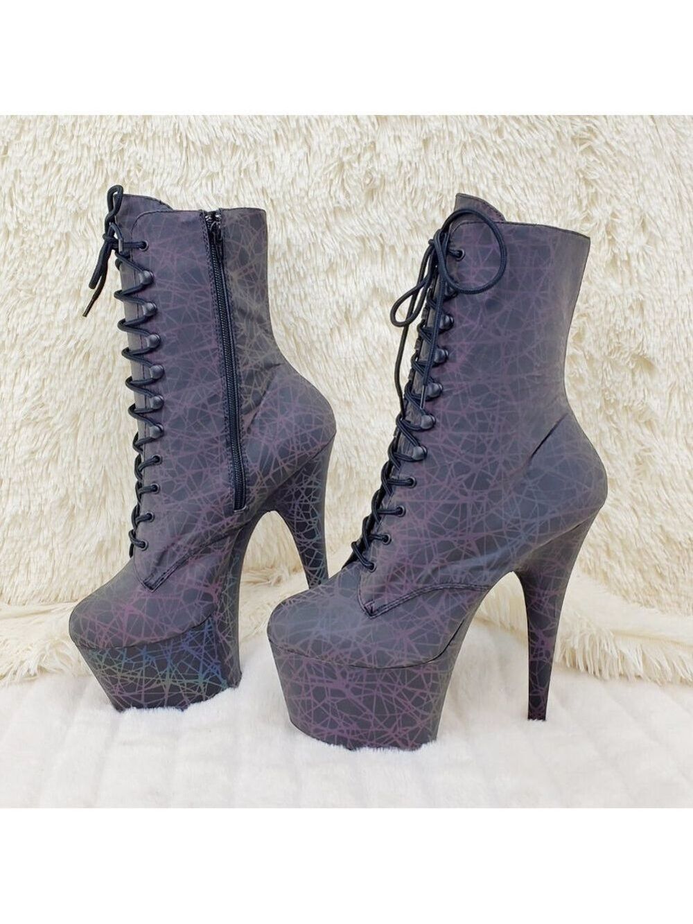 Reflective Geometric Platform High Heel Ankle Boots - Picture 7 of 17